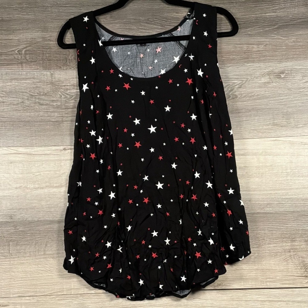 Torrid Size 1 Black Red White Star Print Sleeveless Tank Top Swing Tunic